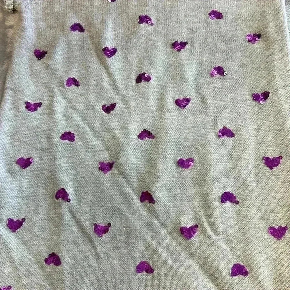 GAP - knit short(cap) sleeve dress with sequin hearts and ruffled skirt. Size 10 - Picture 2 of 5